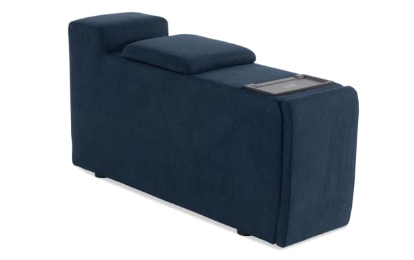 Dream Navy Console from Dream collection, transitional style modular seating in navy polyester fabric with USB and USB-C ports.
