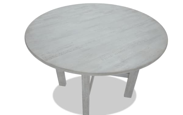 Round Mango White solid wood counter-height dining table with a contemporary style, smooth surface, and sturdy angled legs from the Mango Dining collection.