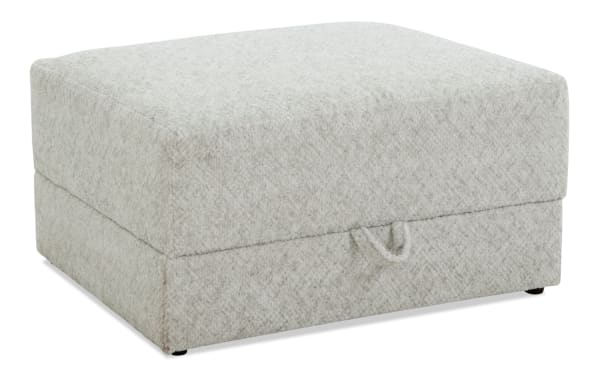 Posh Beige Storage Ottoman with plush polyester fabric upholstery, gel-infused memory foam, and transitional style for living room comfort and storage.