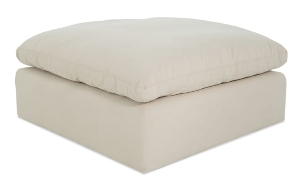 Dream Shell Ottoman in beige fabric with oversized cushioned top, polyester-nylon upholstery, transitional style from Dream collection, modular design.