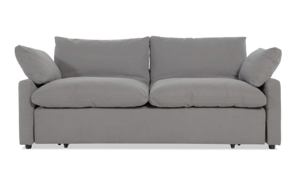 Dream Gray 89'' Queen Sleeper Sofa in gray polyester fabric with oversized memory foam cushions, transitional style from the Dream collection.