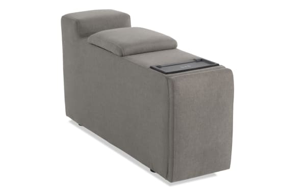 Dream Gray Console from the Dream collection, transitional style gray polyester fabric modular seating piece with integrated USB and USB-C ports.