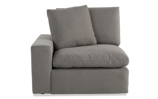 Dream Gray Power Reclining Left Arm Facing Chair with power headrest, gray polyester fabric, oversized reversible cushions, transitional style, modular design from Dream collection.