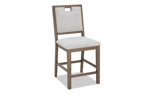 Brookline Brown & White Upholstered Counter Height Stool with white polyester fabric, wood frame in transitional style from Brookline Dining collection.