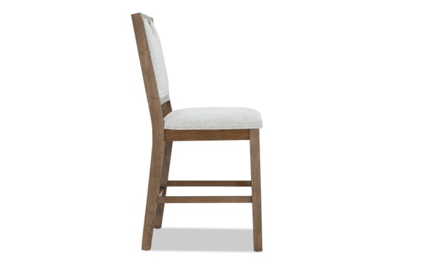 Brookline Brown & White Upholstered Counter Height Stool with white polyester fabric seat, solid wood frame, and transitional style from Brookline Dining collection.