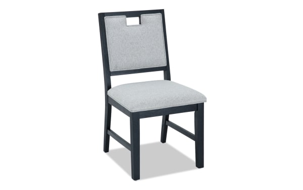 Brookline Black & White Upholstered Dining Chair in white polyester fabric with solid wood frame, transitional style from Brookline Dining collection.