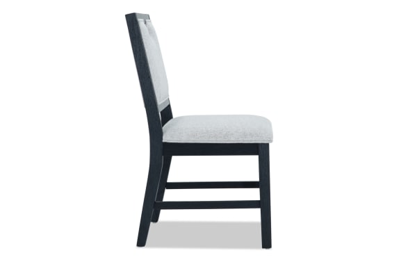 Brookline Black & White Upholstered Dining Chair in white polyester fabric with black wood frame, transitional style from Brookline Dining collection.