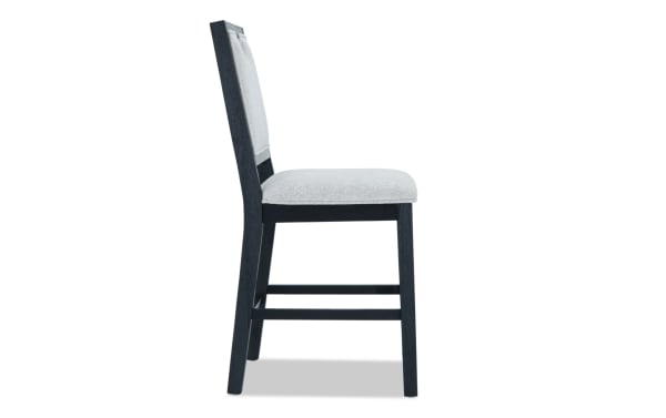 Brookline Black & White Upholstered Counter Height Stool with white polyester fabric seat, solid wood frame, and transitional style from Brookline Dining collection.