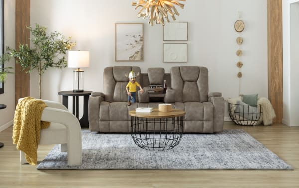 Viking Stone 83'' Manual Reclining Sofa with USB Port