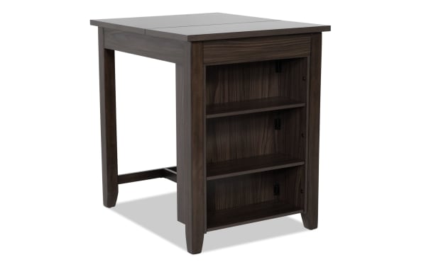 Homeworks Dark Brown Kitchen Island from Homeworks Dining collection, transitional style with adjustable shelves, lift-top storage, and durable melamine finish on rubberwood frame.