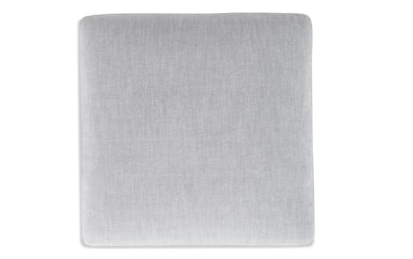 Gravity Gray Square Ottoman with soft gray polyester fabric upholstery, contemporary style, part of the Gravity collection, featuring a plush, cushioned top.
