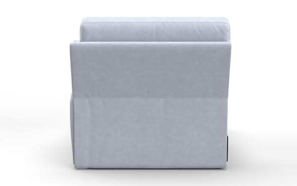 Light gray upholstered recliner chair shown from the back, featuring smooth fabric and clean stitching, suitable for modern living rooms.