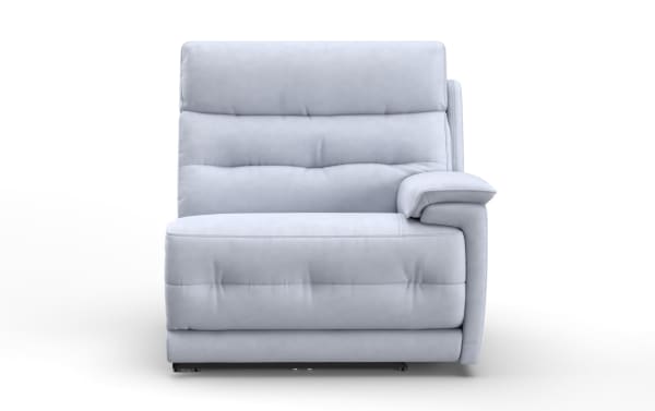Light gray upholstered single-seat recliner chair with plush cushioning, padded armrest, and modern design, ideal for living room comfort.