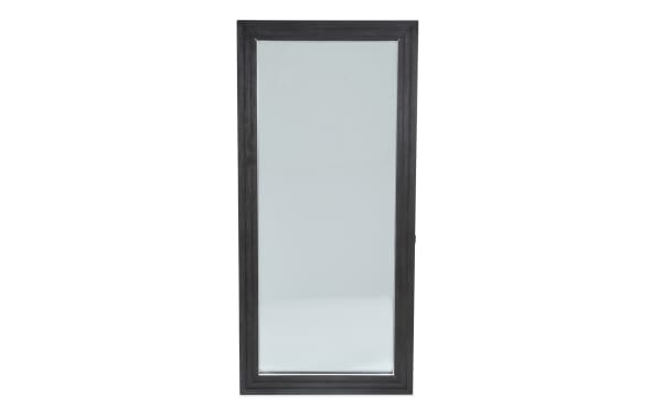 Full-length rectangular wall mirror with a dark gray wooden frame, suitable for home or office decor and dressing areas.