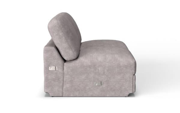 Modern gray fabric upholstered sofa bed with adjustable backrest and metal side latches, designed for versatile living spaces.
