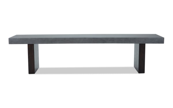 Contemporary Atlas Brown & Gray Dining Bench with melamine board top, Asian hardwood legs, pine veneer, and MDF, from Atlas Dining collection.