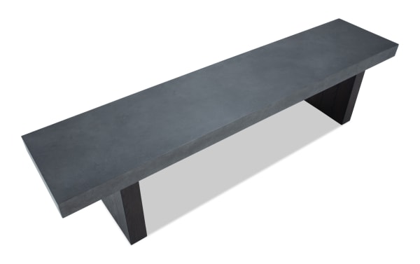 Contemporary Atlas Brown & Gray Dining Bench with melamine board top, Asian hardwood legs, pine veneer, and MDF base from Atlas Dining collection.
