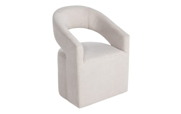 Luxe White Panel Back Upholstered Dining Chair in contemporary style, featuring white polyester fabric, memory foam padding, and a curved panel back design.