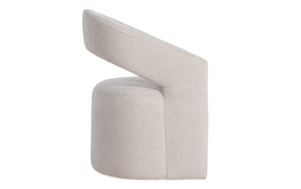 Luxe White Panel Back Upholstered Dining Chair in contemporary style, featuring white polyester fabric, memory foam padding, and a sleek panel back design. Made with rubberwood solids, MDF, and oak veneers from the Luxe Dining collection.