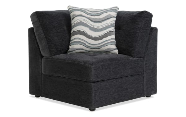 Charcoal gray Modular Bob® Charcoal Corner chair in contemporary style with soft polyester fabric upholstery and plush memory foam cushions.