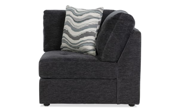 Charcoal gray Modular Bob® Charcoal Corner in contemporary style, featuring soft polyester fabric and memory foam cushions for customizable seating.