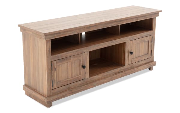 Kona II 60'' brown rustic MDF TV stand with two cabinets, open shelves, and cord management slots from Kona Entertainment & Occasional collection