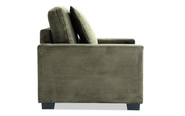 Aspen Forest Chair in green polyester fabric from Aspen collection, transitional style with plush corduroy texture and cushioned backrest.
