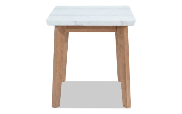 Elm Natural & Marble End Table from Elm Occasional collection with a white marble top and natural wood MDF transitional frame, ideal for contemporary living spaces.