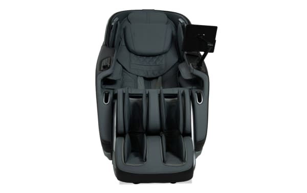 Stargazer Black & Gray Massage Recliner in black faux leather with 3D massage, power recline, Bluetooth speakers, wireless charging, LED lighting, and memory foam.