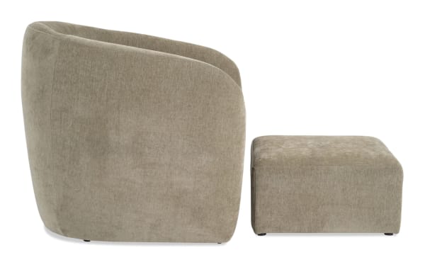 Gemma Olive Accent Chair & Ottoman in olive green polyester fabric, transitional style with plush memory foam and matching ottoman for comfort.