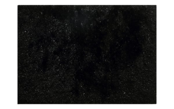 Black Glitz 8'x10' shag rug with plush polyester fabric and soft, dense pile, featuring Bob-O-Pedic Memory Foam for comfort and transitional style.