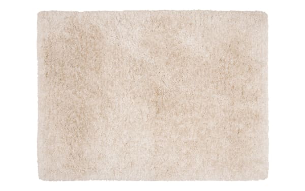 Sherpa 8' x 10' cream solid shag rug with ultra-plush polyester fabric and transitional style, featuring soft, dense pile for cozy flooring.