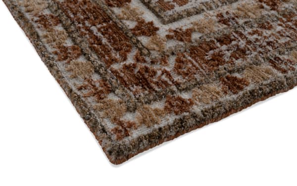 Russet-colored Hazel 8' x 10' transitional area rug with abstract pattern, plush polyester fabric, and Bob-O-Pedic memory foam cushioning.