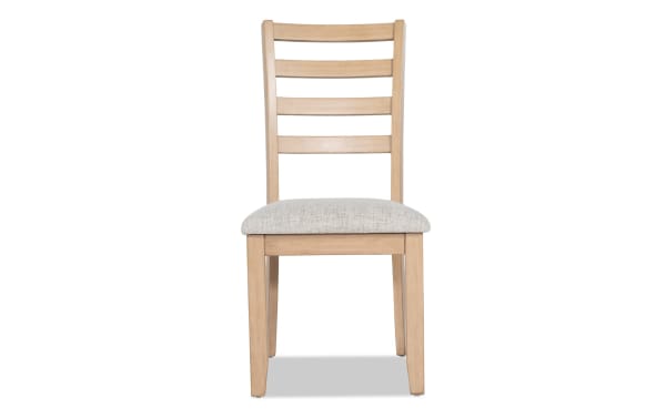 Homeworks Natural & Gray Ladder Back Upholstered Dining Chair with gray polyester fabric seat, wooden frame, and transitional style from Homeworks Dining collection.