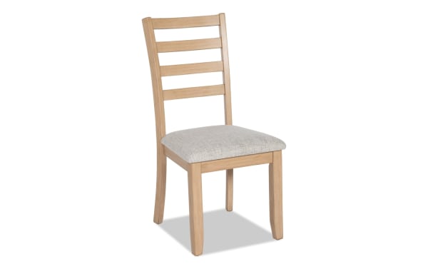 Homeworks Natural & Gray Ladder Back Upholstered Dining Chair with gray polyester fabric seat, wooden frame, and transitional style from Homeworks Dining collection.
