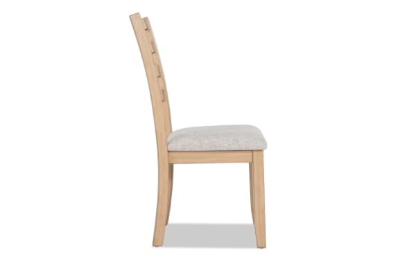Homeworks Natural & Gray Ladder Back Upholstered Dining Chair with gray polyester fabric seat, wooden frame, and transitional style from Homeworks Dining collection.