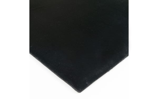 Black Angora 8' x 10' transitional solid rug with plush high pile polyester fabric and cushioned Bob-O-Pedic memory foam backing for comfort.