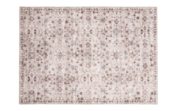 Gia 8' x 10' Beige Vintage Rug with transitional style, polyester fabric, and cushy Bob-O-Pedic Memory Foam pile in beige tones.