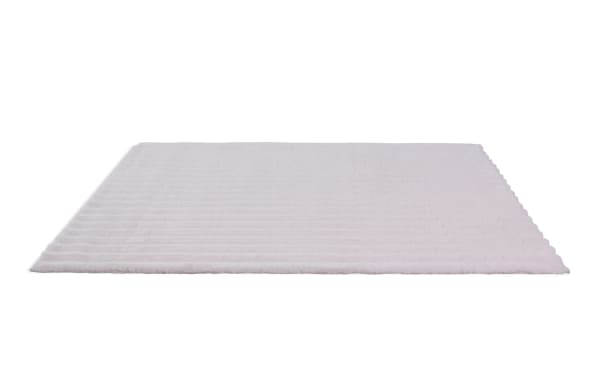Sofia Channel 8' x 10' white solid rug with plush polyester fabric and cushioned Bob-O-Pedic memory foam, featuring a soft, transitional style.