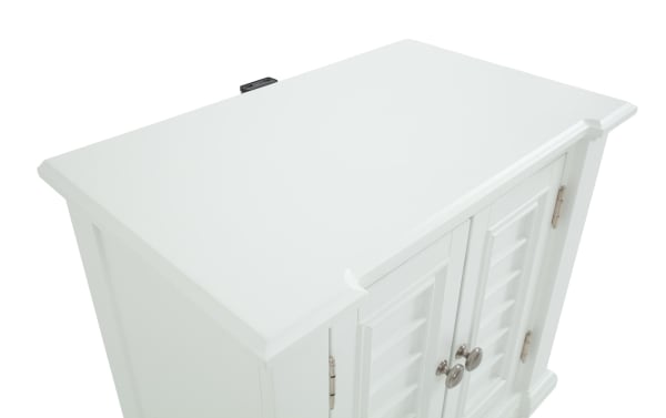 White MDF Sunset Cove 2 Door Nightstand with coastal slatted design, USB and USB-C ports, part of Sunset Cove Bedroom collection