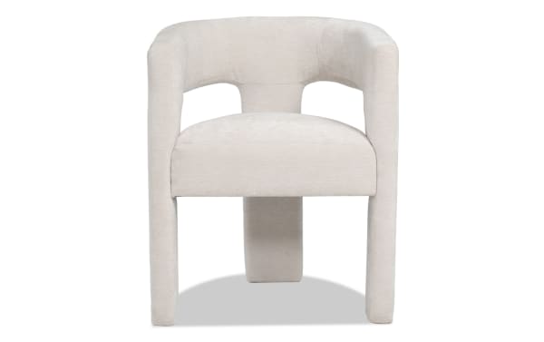 Sierra Beige Panel Back Upholstered Dining Chair with plush polyester fabric, transitional style, and memory foam seat for modern comfort and chic look.