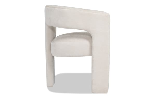 Sierra Beige Panel Back Upholstered Dining Chair with plush polyester fabric, transitional style, memory foam seat, and modern curved panel design.