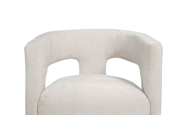 Sierra Beige Panel Back Upholstered Dining Chair with plush polyester fabric, transitional style, curved panel back, and memory foam seat cushioning.