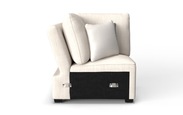 Playlist Max Beige Corner sofa section in beige polyester fabric, traditional style with plush cushions and accent pillows, part of Playlist Max collection.