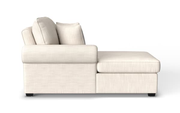 Playlist Max Beige Left Arm Facing Storage Chaise in traditional style, beige polyester fabric with memory foam cushions, USB & USB-C ports, and hidden storage.