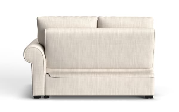 Playlist Max Beige Right Arm Facing Storage Loveseat in traditional style, beige polyester fabric with built-in USB and USB-C ports, hidden storage, and plush cushions.