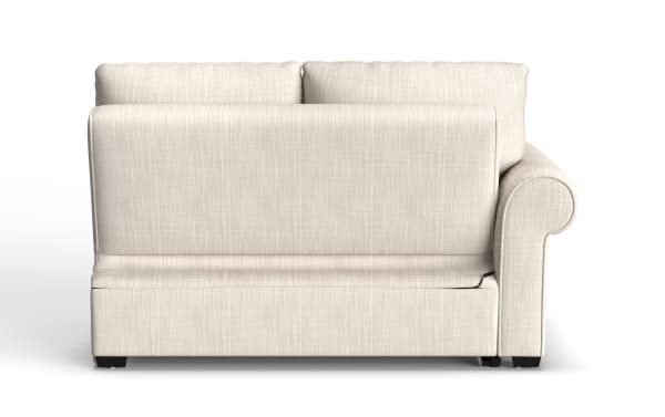 Playlist Max Beige Left Arm Facing Storage Loveseat in traditional style with beige polyester fabric, built-in USB/USB-C ports, and hidden storage.