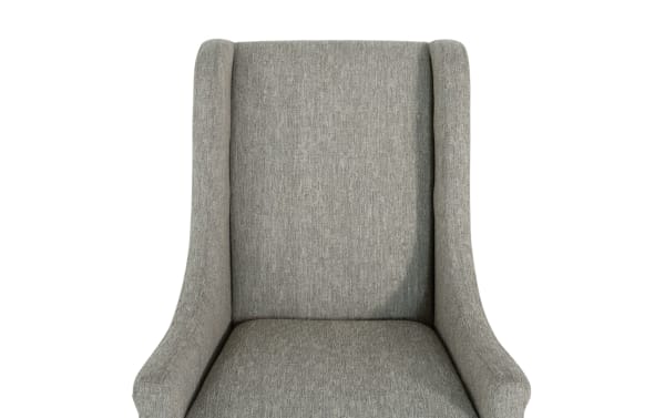 Beaumont White & Beige Solid Back Upholstered Dining Chair with transitional style, beige polyester fabric, pine solids, and nailhead trim.