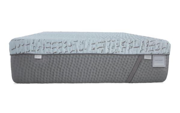 Enchant 16'' Queen Dual Mattress from the Enchant collection, featuring a dual comfort design with plush light blue top and firm gray base, cooling cover, and CertiPUR-US® Certified Foam for pressure relief and motion isolation.