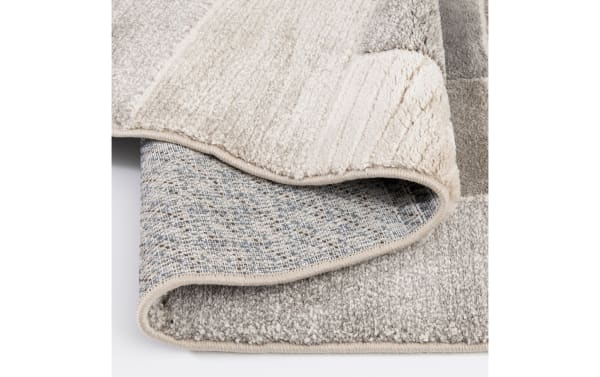 Atlas 9' x 12' Gray Geometric Rug with plush, thick polypropylene pile in transitional style, showing detailed texture and backing.